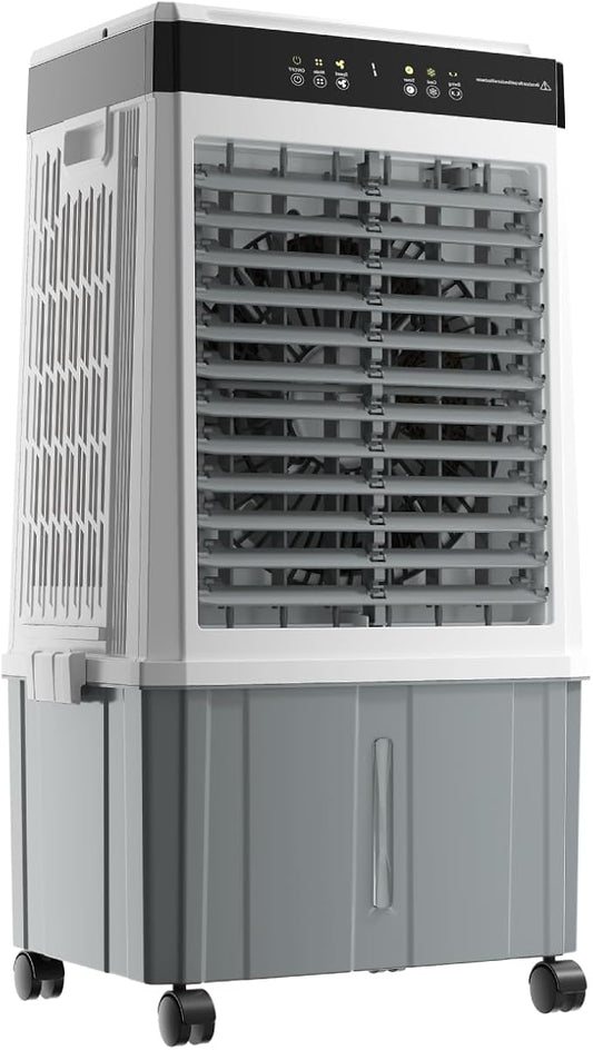 Uthfy 1300CFM Swamp Cooler Air Conditioner, Evaporative Air Cooler with 2 Gal Water Tank, 3-Sided Cooling Pads, 4 Mode, 12H Timer, Portable Cooling Fan for Indoor Room, Bedroom, Living Room, Garage