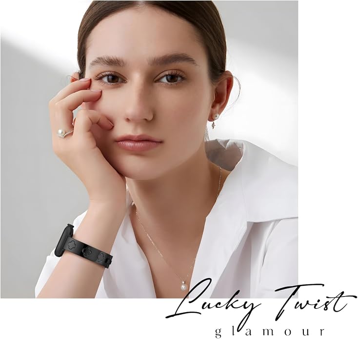 Missair Compatible with Apple Watch Band 38mm 40mm 41mm 42mm 44mm 45mm 46mm 49mm, Four Leaf Lucky Bracelet Women Dressy Stainless Steel Metal Clover Strap for iWatch Series 11 10 9 8 7 6 5 4 SE Ultra