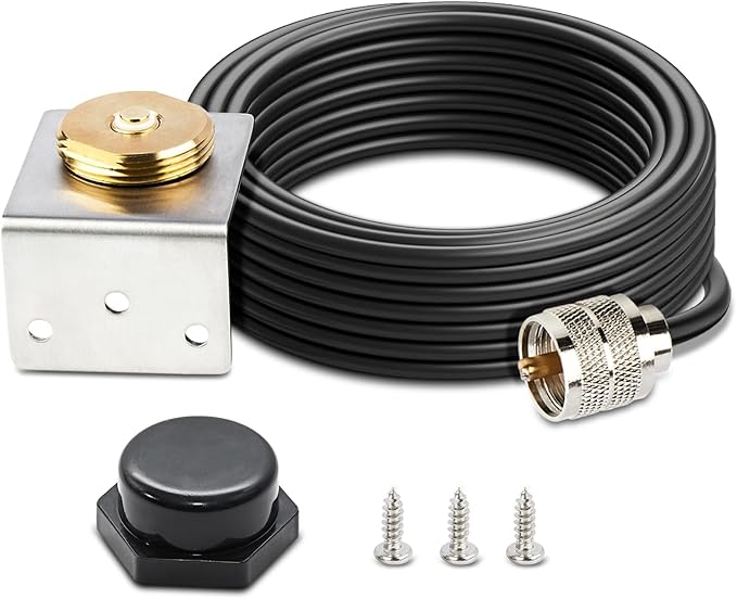 Anina 3/4 Inch Hole Mount NMO L Bracket, 16ft RG58 Pure Copper NMO to PL259 Coax Cable with Waterproof Cap for VHF/UHF/CB Ham Radio Dual Band Antenna