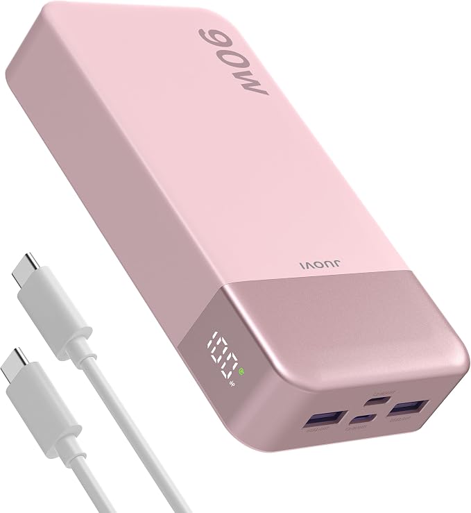 JUOVI Laptop Power Bank 20000mAh 90W USB C Portable Charger Fast Charging 4-Port(2C+2A) External Battery Pack for MacBook Laptop iPad iPhone Samsung Steam Deck, Perfect for Travel & Business