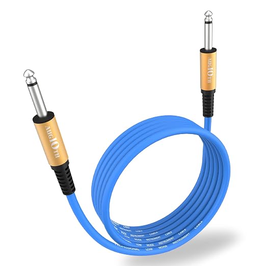 Guitar Cable 10 ft, Stage Electric Instrument Bass Cable AMP Cord 1/4 Straight to Straight Blue