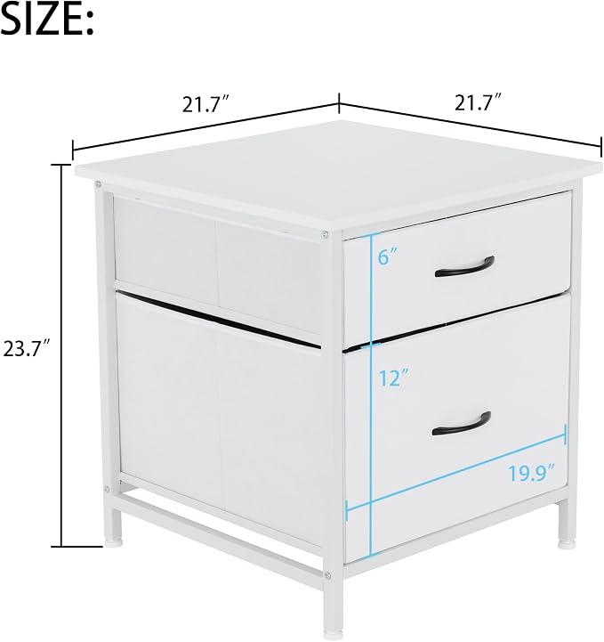 Mini Fridge Stand with 2 Drawer, Mini Fridge Organizer Stand Refrigerator Stand with Metal Frame for Dorm, Home, Kitchen, White