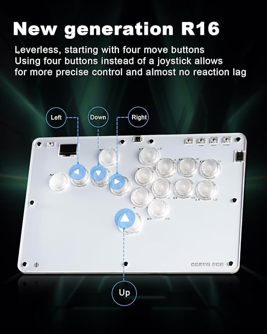 ONEED Haute42 Leverless Controller Arcade Stick R16: Leverless Controller with Rims,Leverless Arcade Stick for PC/PS4/Switch Game,Crystal Low-Profile Switch FightPad Support Hot Swap & SOCD