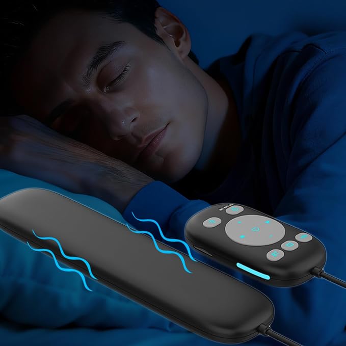 Pillow Speaker with Remote for Sleeping - Bone Conduction Speaker with 36 Built-in White Noise, Silent Bluetooth Speakers Under Pillow, Portable Sleep Bar (Without TF Card, Black)