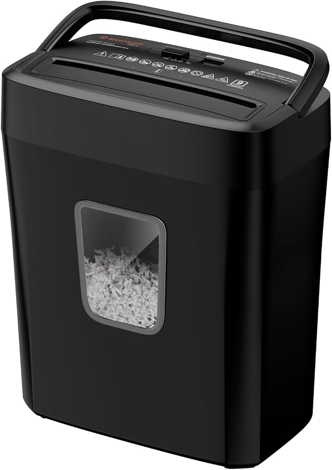 Bonsaii Paper Shredder, 9-Sheet Crosscut Home Office Shredder with 4.2 Gallon Bin, P-4 Security Level Document Shredder Shred Credit Card/Mail/Staple/Clip (C261-C Updated)