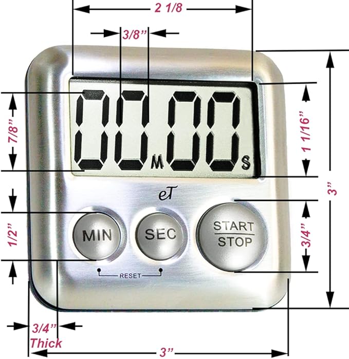 eTradewinds Elegant Digital Kitchen Timers 2 Pack Bundle Featuring Stainless Steel Models eT-23 and Model eT-26, Auto Shutoff Auto Memory