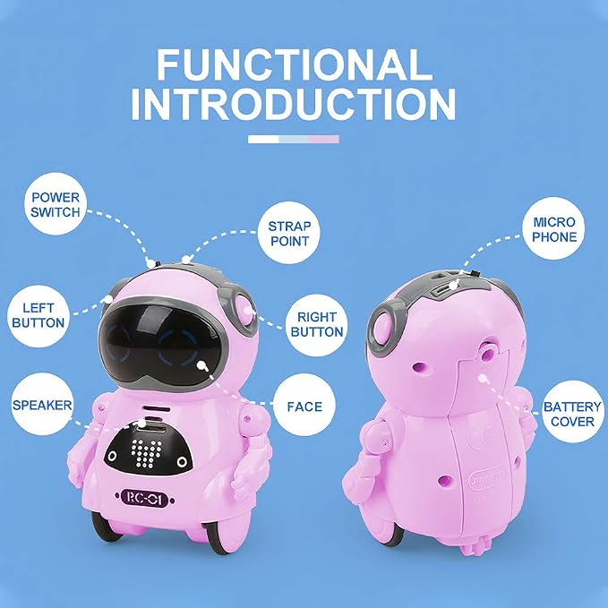GoolRC Mini Pocket Robot, with Interactive Dialogue Conversation, Voice Recognition, Singing and Dancing, Electric Small Robot Gift (Pink)