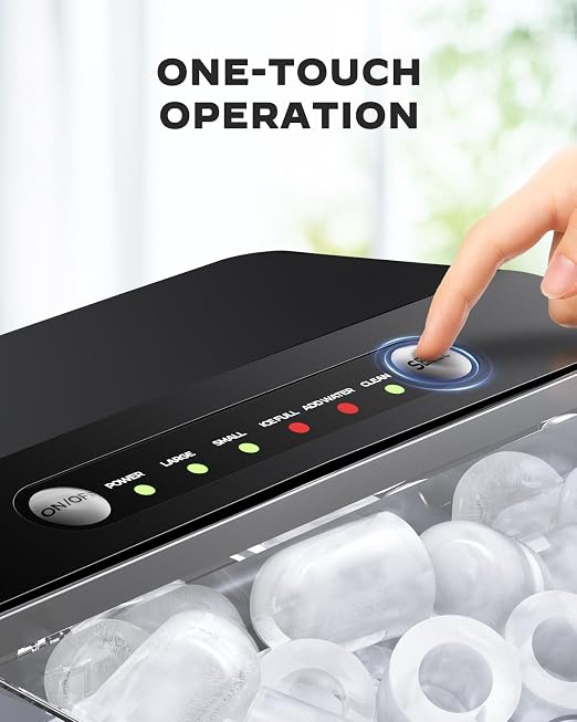 Silonn Ice Maker Countertop, Portable Ice Maker with Carry Handle, Self-Cleaning 1.8L Water Tank Large Ice Basket, Ice Machine Produces 9 Cubes in 6 Min Perfect for Home Kitchen and RV