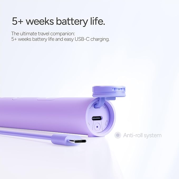 ORDO Lite Sonic Toothbrush, Electric Toothbrushes with 35,000 Pulses Per Min, Dual Modes, Over 5 Weeks Battery, Smart Timer, Waterproof, USB C, Lavender