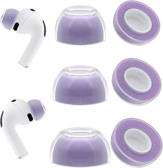 Klowcok Replacement Ear Tips for AirPods Pro 3 (3rd Generation 2025), Memory Foam Tips with Premium Soft Silicone, Anti-Slip Eartips 3 Pairs (S/M/L) (Purple)