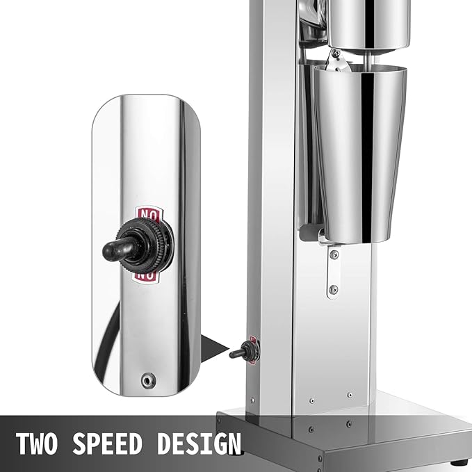 VEVOR Milkshaker Kit, Stainless Steel Electric Milkshake Maker, 180W Drink Blender, Single Head Classic Milkshaking Maker with 800ml Cup, Silver Milkshake Maker Machine, 2 Speed Adjustable
