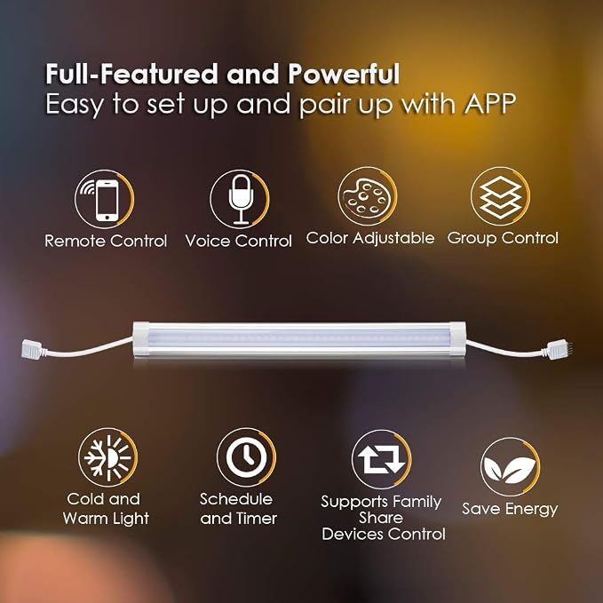 LED Smart Under Cabinet Ligts RGB Multi Color Compatible with Alexa, Google Home Voice Controlled Under Counter Strip Light App Control (3 Lights Bar Kit)
