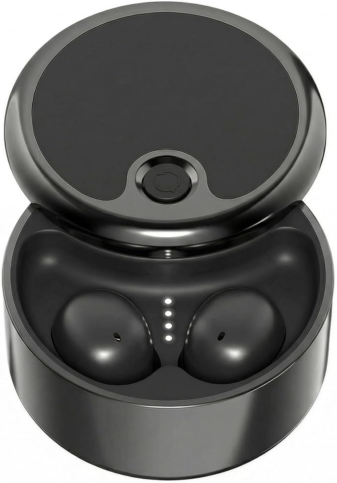 Wireless Sleep Earbuds for Side Sleepers, Noise-Reduction in-Ear Headphones with Deep Bass, Miniature Invisible Buds for Small Canals, Stay-in Design for Mobile Devices (Velvety Black)