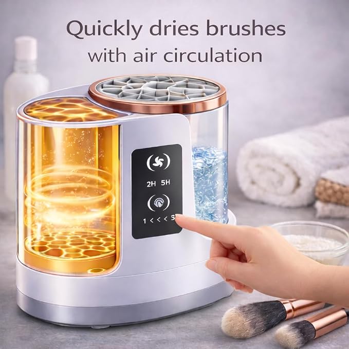 Automatic Makeup Brush Cleaner Machine with Automatic Cleaning and Drying Functions Portable Makeup Brush Cleaner for All Size of Makeup Brushes Gifts for Makeup Lovers