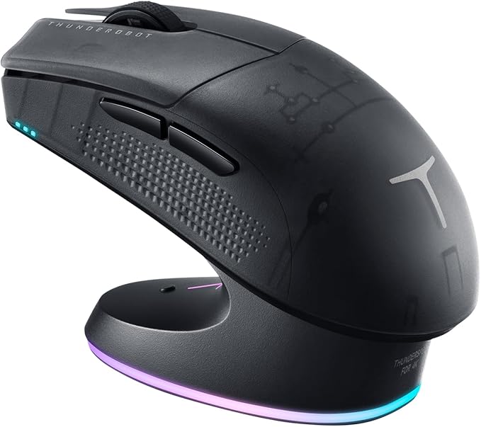 Thunderobot ML903 Wireless Gaming Mouse with RGB Charging Dock, 26K DPI, 650 IPS, 65g Ultra-Lightweight, Tri-Mode Connectivity, 70Hrs+ Battery, Ergonomic, 4K Polling Rate with Magnetic Dock