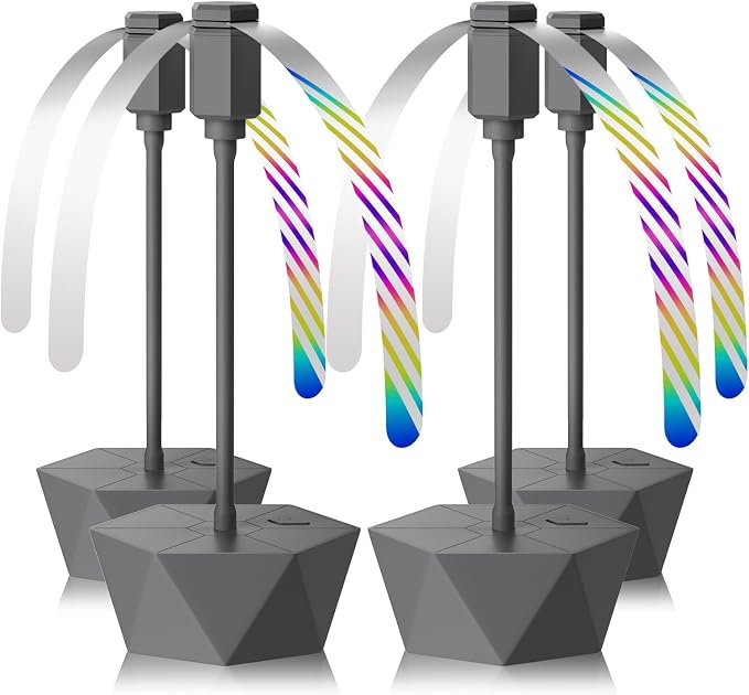 Grete Gotye Portable Battery Powered Fly Fans for Tables Up to 15 Hours Working Time, 4-Pack Indoor Outdoor Food Fan with Flexible Goose-Neck Blades for Home Restaurant Party Picnic Patio BBQ, Grey