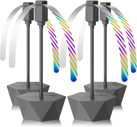 Grete Gotye Portable Battery Powered Fly Fans for Tables Up to 15 Hours Working Time, 4-Pack Indoor Outdoor Food Fan with Flexible Goose-Neck Blades for Home Restaurant Party Picnic Patio BBQ, Grey