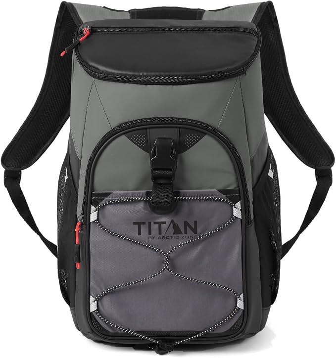 Titan by Arctic Zone Backpack Cooler, Insulated Soft Sided Bag with Leak Proof Lining and Padded Straps, for Lunch, Picnic, and Travel, 24 Can Capacity