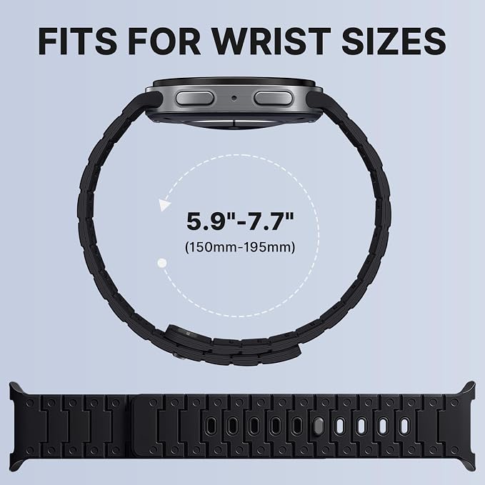 Bandletic Silicone Magnetic Band Compatible with Samsung Galaxy Watch 8 40mm 44mm / 8 Classic 46mm 2025, No Gap Soft Sport Wristbands Breathable Replacement Strap for Men Women, Black/Orange