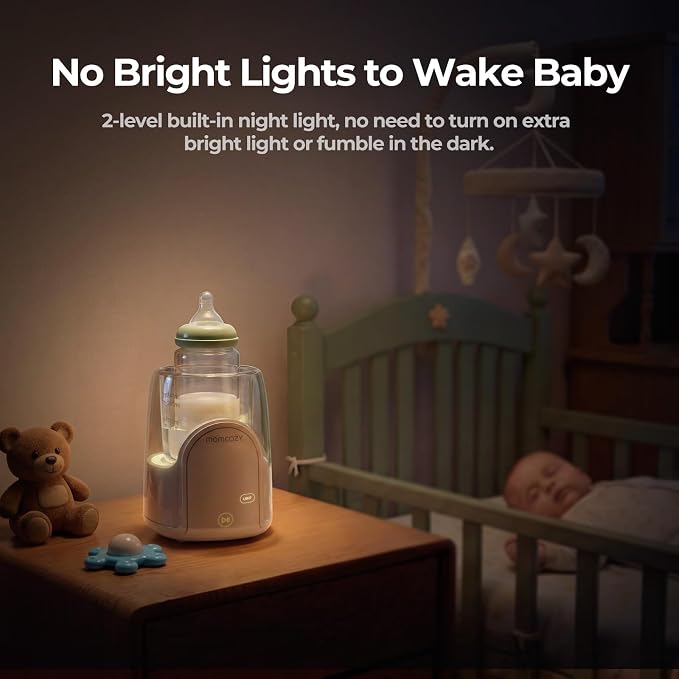 Momcozy NightPro Bottle Warmer for Baby Breast Milk, Built-in Night Light, BPA-Free Tritan, Fullest Nutrients Preserved with Fast & Even Water Bath Warm, Newborn Breastfeeding Essentials Gift for Mom