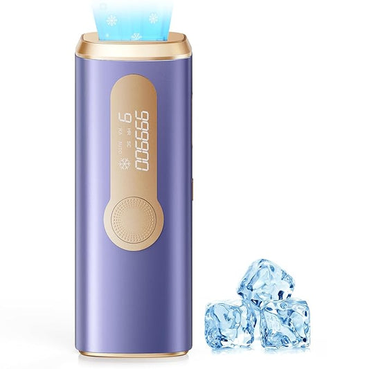 IPL Laser Hair Removal Device for Women & Men - Safe At-Home 45°F Ice-Cooling Contact for Painless & Long-Lasting Results, 86% Less Hair In 3 Weeks for Full Body & Face, Mint Purple