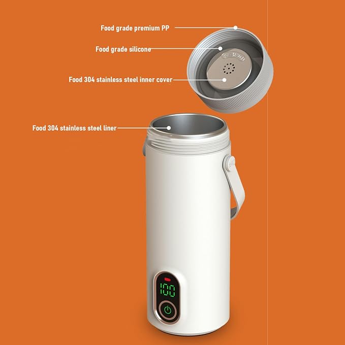Small Electric Tea Kettle, Rechargeable Portable 304 Stainless Steel Travel Hot Water Boiler with 4 Temperature Settings, Cordless Use for Coffee Tea Milk, No BPA, No Odor, Long