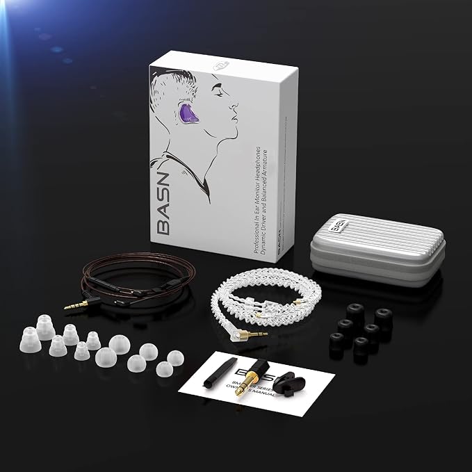 BASN Bmaster Triple Drivers in Ear Monitor Headphone with Two Detachable Cables Fit in Ear Suitable for Audio Engineer, Musician (Purple)