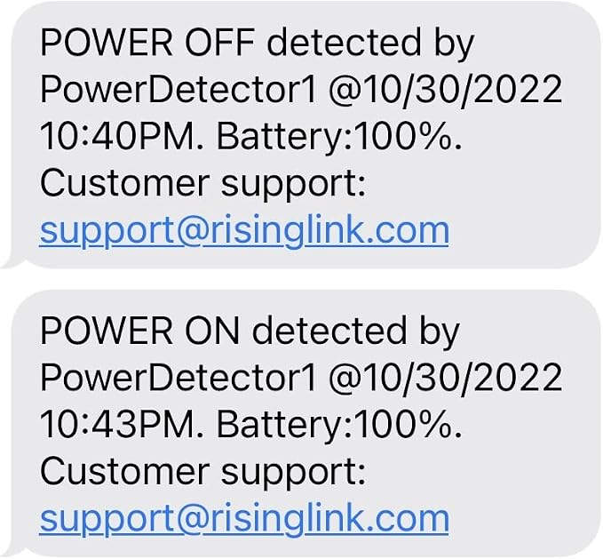 WiFi Power Outage Alarm Detector, Power Failure & Restoration Alerts with SMS Text, Email & Audible Alarm