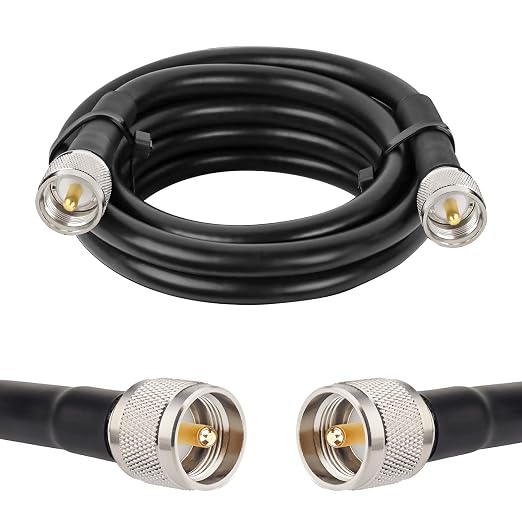 MOOKEERF 5FT KMR400 PL259 Male to Male Coaxial Cable - Low Loss UHF Cable for HAM Radio, VHF Radio, SWR Meter, Antenna Analyzer