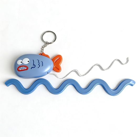 1 Pack Blue Fish Retractable Tape Measure, 2M / 79Inch Dual-Sided Scale Soft Ruler with Keychain, Measuring Tool for Body Sewing Crafts