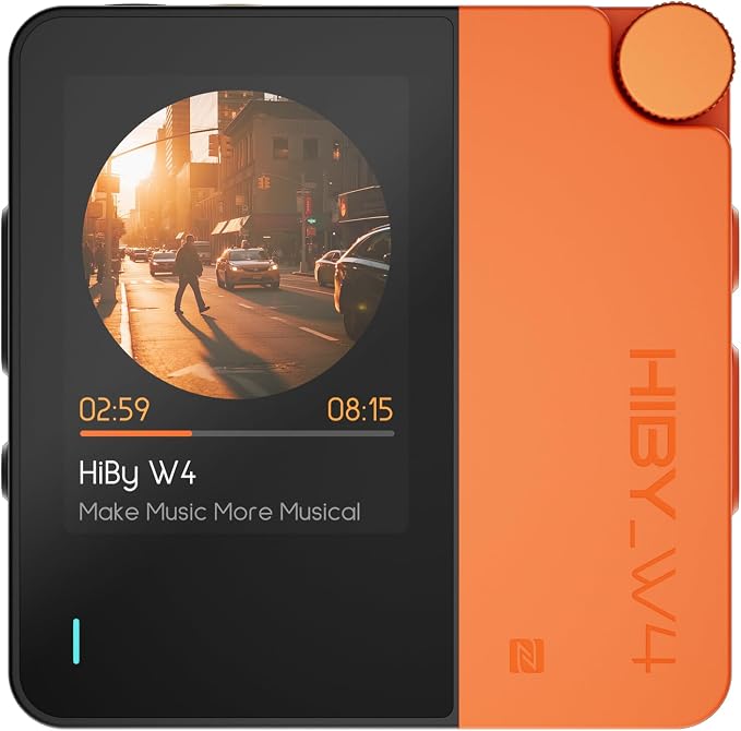 HiBy W4 Bluetooth Headphone Amplifier USB DAC, BT 5.4 & NFC, aptX Lossless LDAC, Dual DAC, DSD512 PCM 768kHz, 2-Inch Touch Screen, CVC Noise Reduction, 3.5mm & 4.4mm Balanced Output