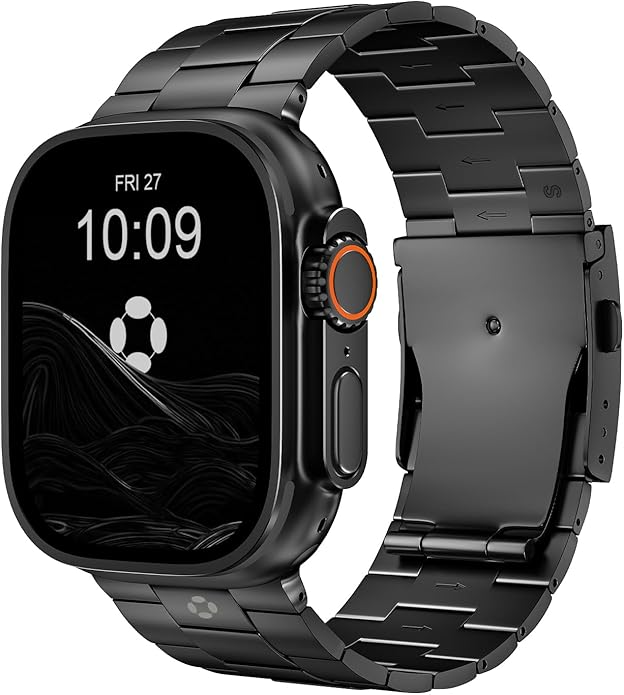 Titanium Watch Band Compatible with Apple Watch Ultra 3 & Ultra 2 1 49mm - 26mm Wide-Body Metal Apple Watch Ultra Band with Scratch Resistant DLC Coating for men - CRNS01 Business Series