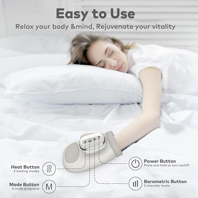 Therapeutic Hand Massager with Heat Therapy & Compression - Arthritis Pain Relief & Muscle Recovery, 3D Compression with 13 Airbags for Office Workers/Gamers/Post-Surgery Care