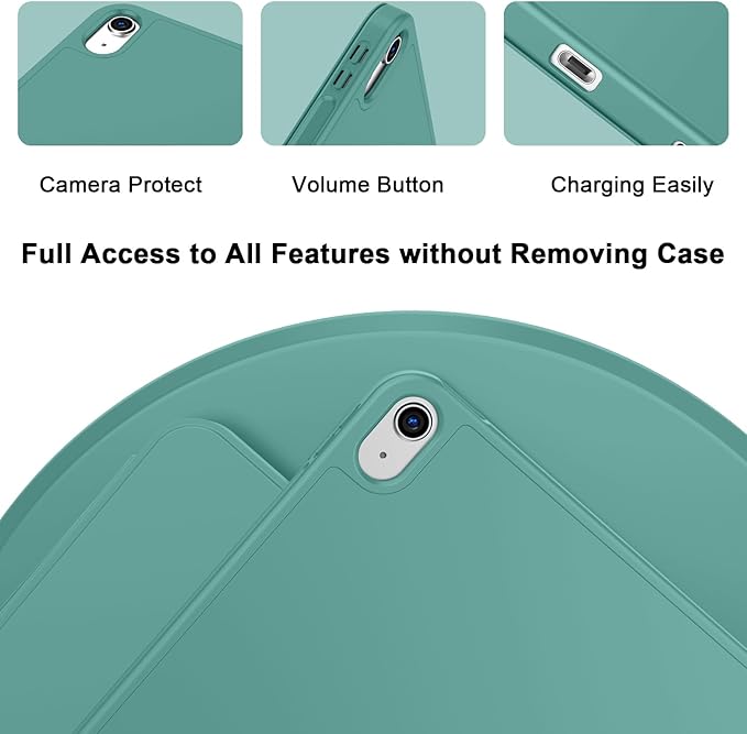 ToaPoia Case for iPad (A16) 11 Inch 2025/iPad 10th Generation 10.9 Inch 2022, Slim Trifold Stand Protective Cover with Pencil Holder and Soft TPU Back,Support Auto Sleep/Wake (Forest Green)