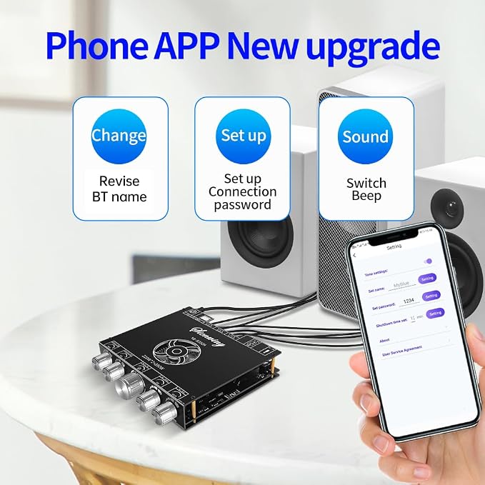 S350H 2.1 Channel Amplifier Board,220W+220W+350W Power Output, 5.1 Amplifier Board DC18-38V TPA3251 AMP Board BT/AUX/USB Input for DIY Wireless Speakers for DIY Wireless Speakers