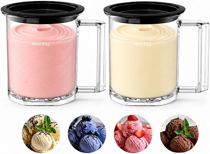KF-2501 20 oz (2 Pints) Replacement Container Cup with Storage Lid for Frozen Treat Makers, Extra Pint for Ice Cream/Gelato/Sorbet Bases, Freezer Storage, Single-Batch Prep