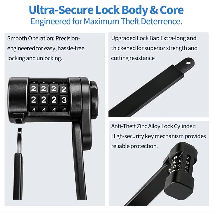 Bike Chain Lock, Combination Folding Bike Lock for Key-Free Convenience, Heavy Duty Bicycle Lock with Adjustable Secure Links for E-Bike, Scooter and Electric Scooter, Easy to Carry & Use