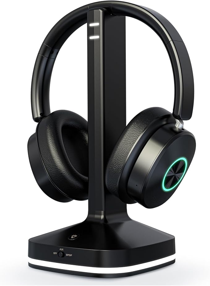 Wireless Headphones for TV Watching, TV Headphones Wireless for Seniors with Transmitter Charging Base, Over Ear Headset with 3 Audio Modes, No Audio Delay Blutooth 5.4, Gifts for Parents/Elderly