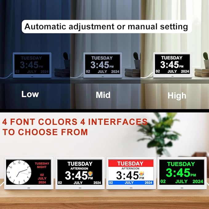 2026 Digital Clock Plug-in (No Battery), Power Outage Memory,DST Display Time, Date, Month, and Year Large-Font Clock for the Elderly