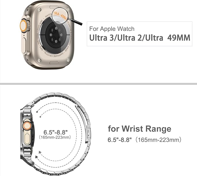 MioHHR Stainless Steel Watch Band with Case Compatible with Apple Watch Ultra3 2 1(49mm),Rugged Strap with Metal Protective Bumper Cover for iWatch Band Men(Silver)