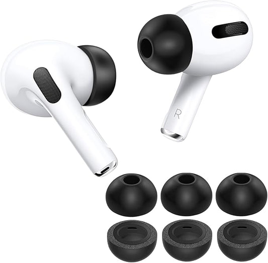 【2025 Release】 KASOTT Memory Foam Replacement Ear Tips for AirPods Pro 3- Enhanced Bass,Superior Noise Isolation,Soft&Comfortable,Stable,Anti-Slip,Fits in Charging Case,3 Pairs (Black, Large)