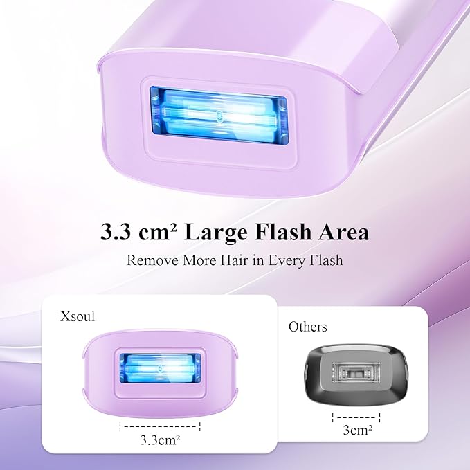 Xsoul IPL Laser Hair Removal with Cooling, Painless Hair Removal Device for Women & Men, At-Home Permanent Hair Removal, Ideal for Armpits, Legs, Face & Bikini, Purple