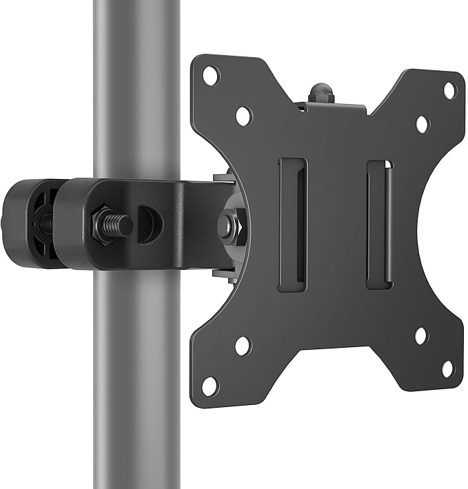 monTEK Universal Pole Mount Bracket for 17”-32” Screens, Holds to 17.6 lbs, Full Motion Adjustable Monitor Mount, 75x75/100x100 VESA Mounting Plate, Fits 1.1”-2.4” Pole Diameter, Black