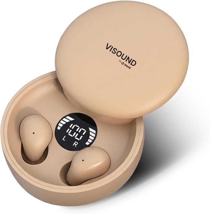 Air Skin Tones Invisible Earbuds for Small Ears - Wireless Bluetooth 5.4, Skin-Matching Mini Stemless Ear Buds, IPX5 Waterproof, ENC Noise Cancelling (Soft Sand)