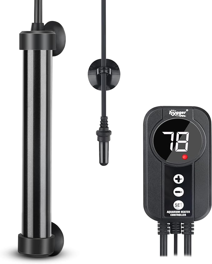 hygger Marine Aquarium Heater 50W 100W 200W 300W 500W,Titanium Heater with Temperature Calibration,Digital LED Controller,Temperature Probe,Submersible Fish Tank Heater for Saltwater Freshwater Tank