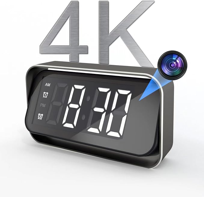 Security-Mini-Camera, 4K Real Full HD Nanny Cam with Two Sets of Alarm Clock Setting for Home Security, Night Vision & Motion Detection Alerts, Mobile Phone App Remote Control, Support 2.4G and 5G