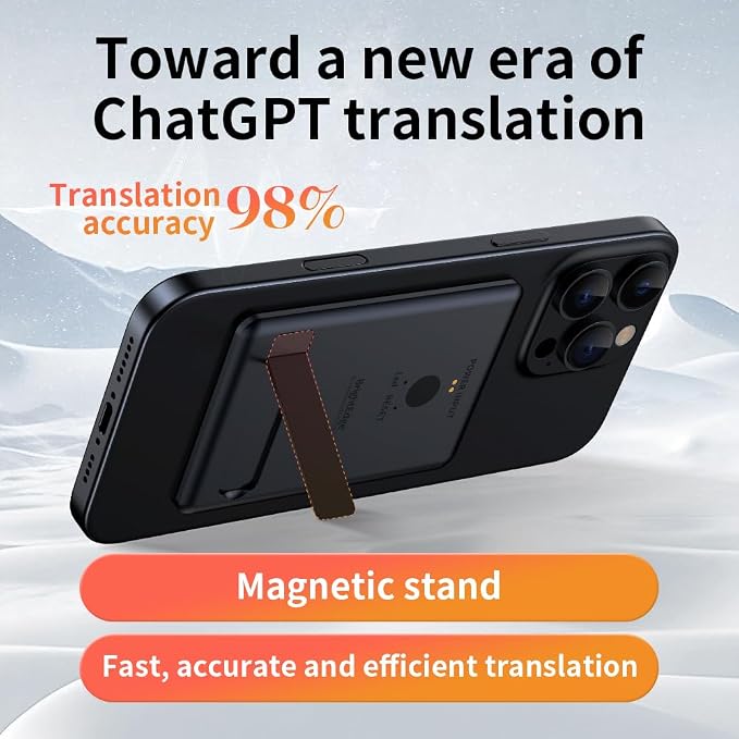 Portable AI Voice Translator Device, 146+ Languages Real-Time Two-Way Translator with Offline Support & Magnetic Stand, for Travel, Business & Language Learning