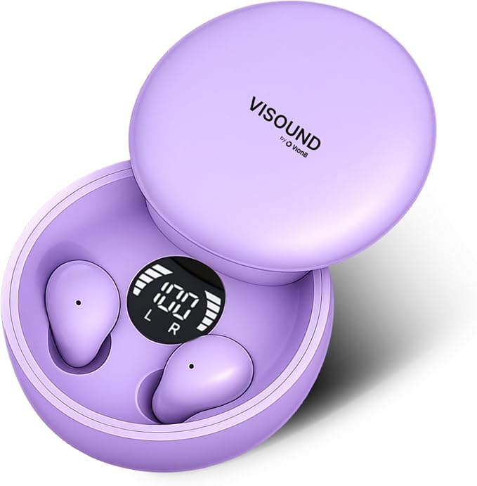 VionB Air Invisible Earbuds Wireless Bluetooth 5.4 for Small Ears, Mini Tiny Ear Buds, IPX5 Waterproof, Sound Isolating Fit, ENC Mic for Clear Calls, Discreet in-Ear Headphones (Amethyst)
