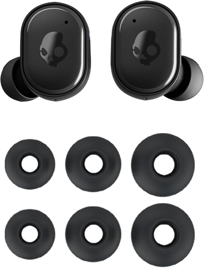 Skullcandy Grind Wireless Earbuds, Bluetooth Headphones, Up to 40 Hours Battery, Noise Isolating Fit, Microphone for iPhone Android, Customizable via Skull-iQ App - Light Grey/Blue