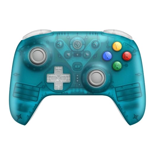 8BitDo Ultimate 2 Wireless Controller for Windows PC, Apple, Steam & Android, Gaming Controller with TMR Joysticks, Hall/Tactile Triggers, Motion Control, RGB Fire Ring, 1000Hz Polling Rate, Clear Blue